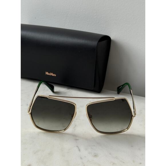 NEW Max Mara MM0102 Petite Elsa Sunglasses Gold Green